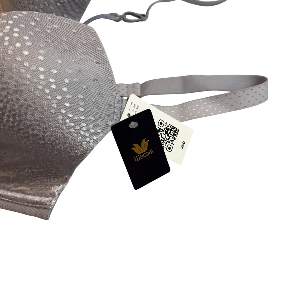 NWT Wacoal Basic Beauty Full Figure Underwire Bra 853303 Gray Dot 36G Comfy - Picture 5 of 6